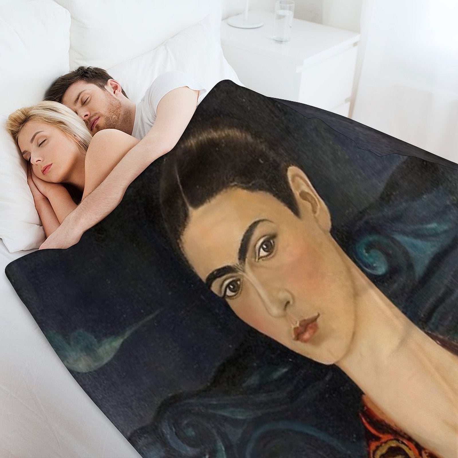 Self Portrait in A Velvet Dress by Frida Kahlo Shrink-resistant Throw Blanket