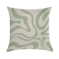 Liquid Swirl Abstract Pattern in Beige And Sage Green Soft Shrink-Resistant Throw Pillow