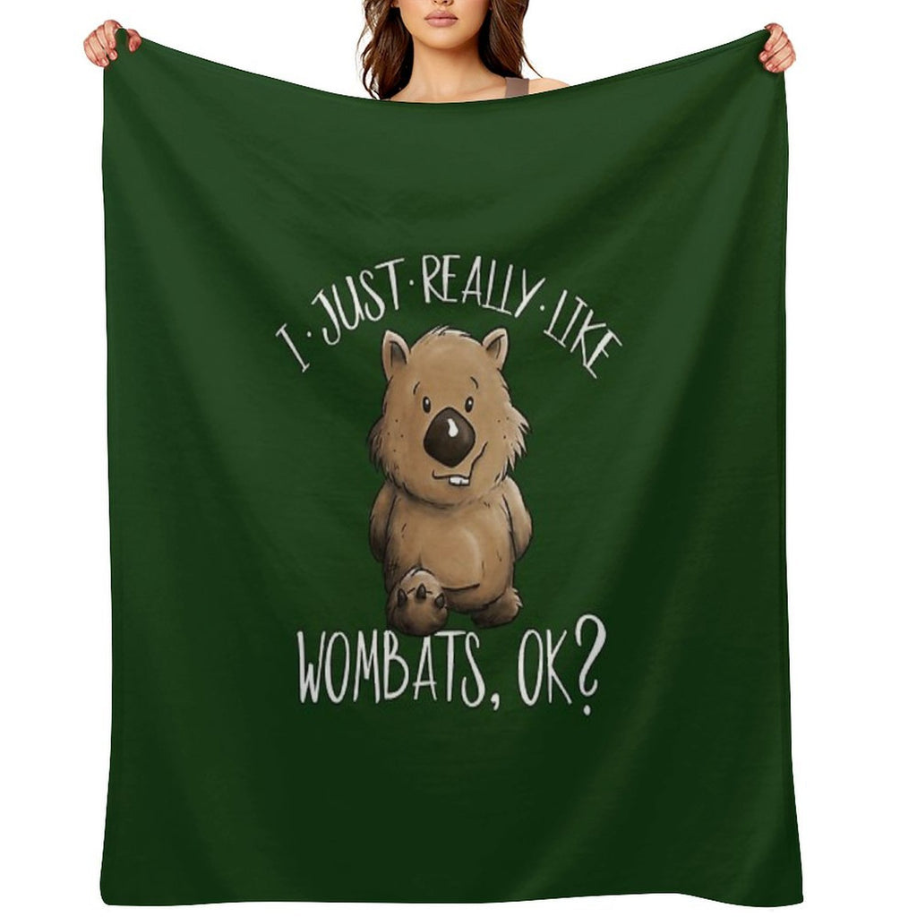 I Just Really Like Wombats OK Cute Marsupial Wombat Wrinkle-free Throw Blanket