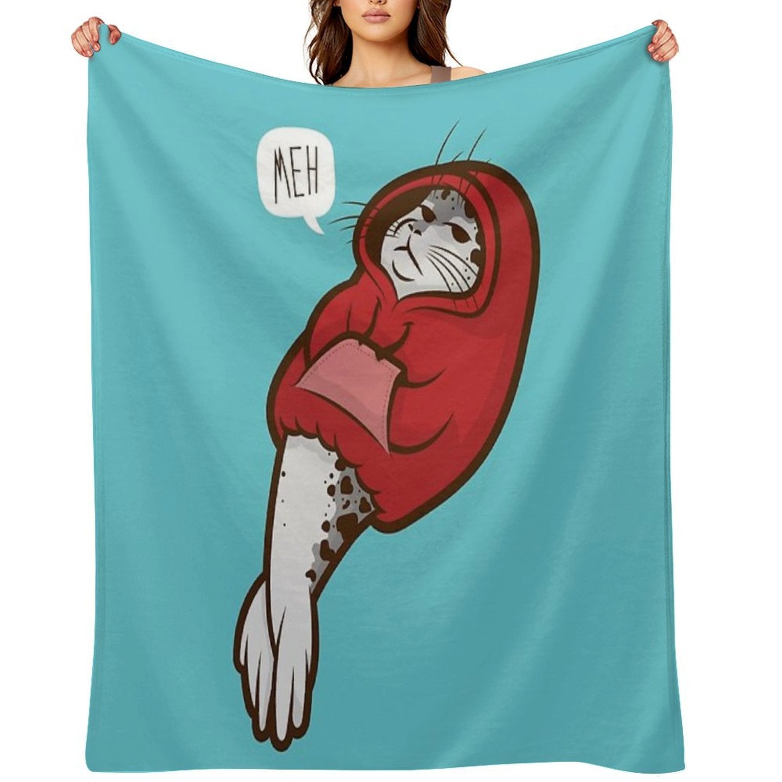 Hooded Seal Shrink-resistant Throw Blanket