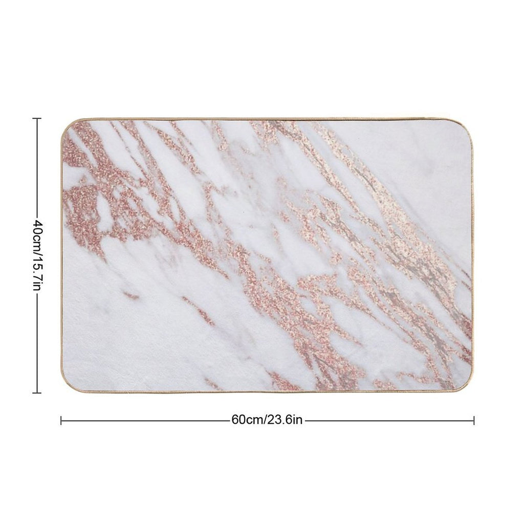 Blush Pink Rose Gold Marble  Odorless Bath Mat