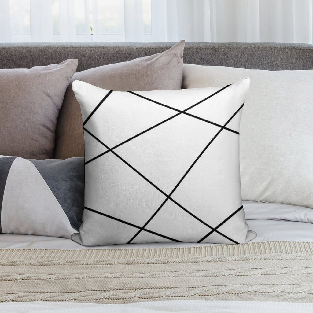 Geometric Abstract - White And Black. Soft Style Accent Throw Pillow