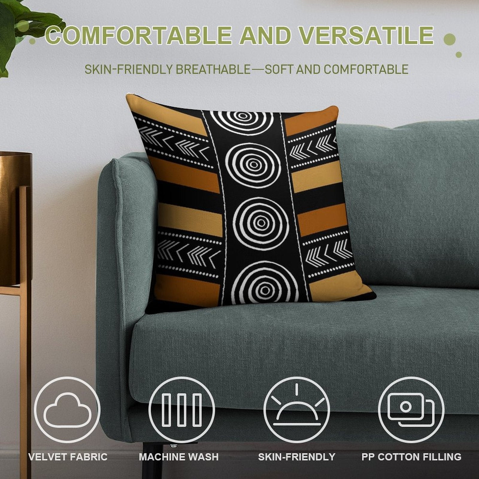 African Mud Cloth Artistry Art Soft Fade-Resistant Throw Pillow