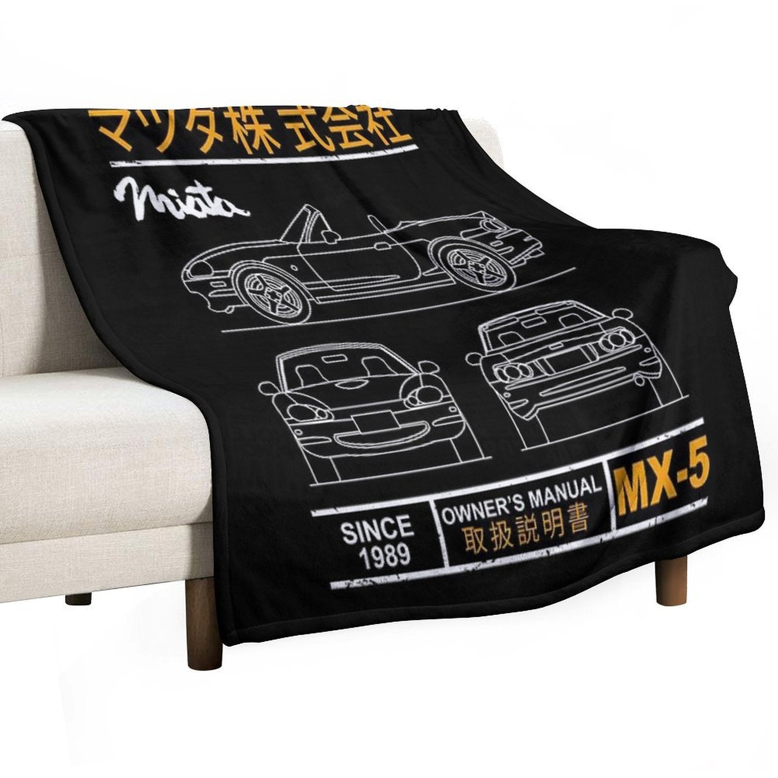 Blueprint of The MX-5 Miata Eco-conscious Throw Blanket