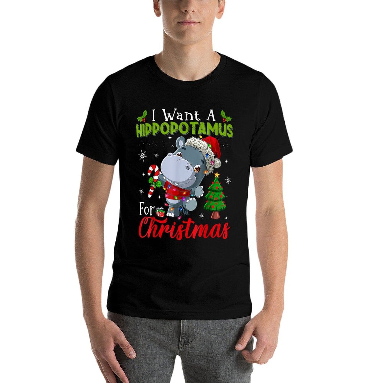 I Want A Hippopotamus For Christmas Hippo Candy Santa  Breathable T-Shirt