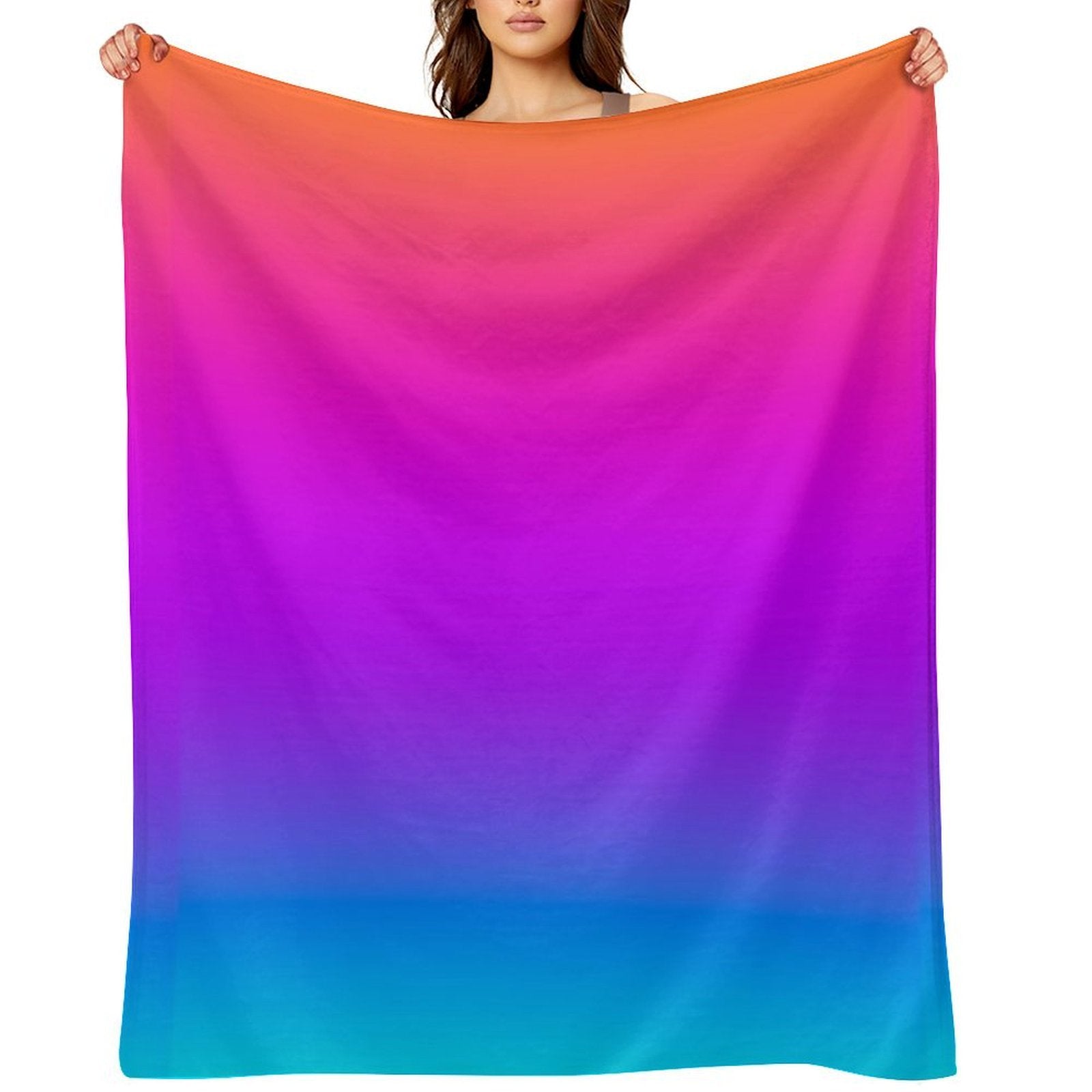 Blue Purple Orange Aqua Ombre Machine-washable Throw Blanket