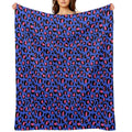 Leopard Print Pink on Blue Pattern Machine-washable Throw Blanket