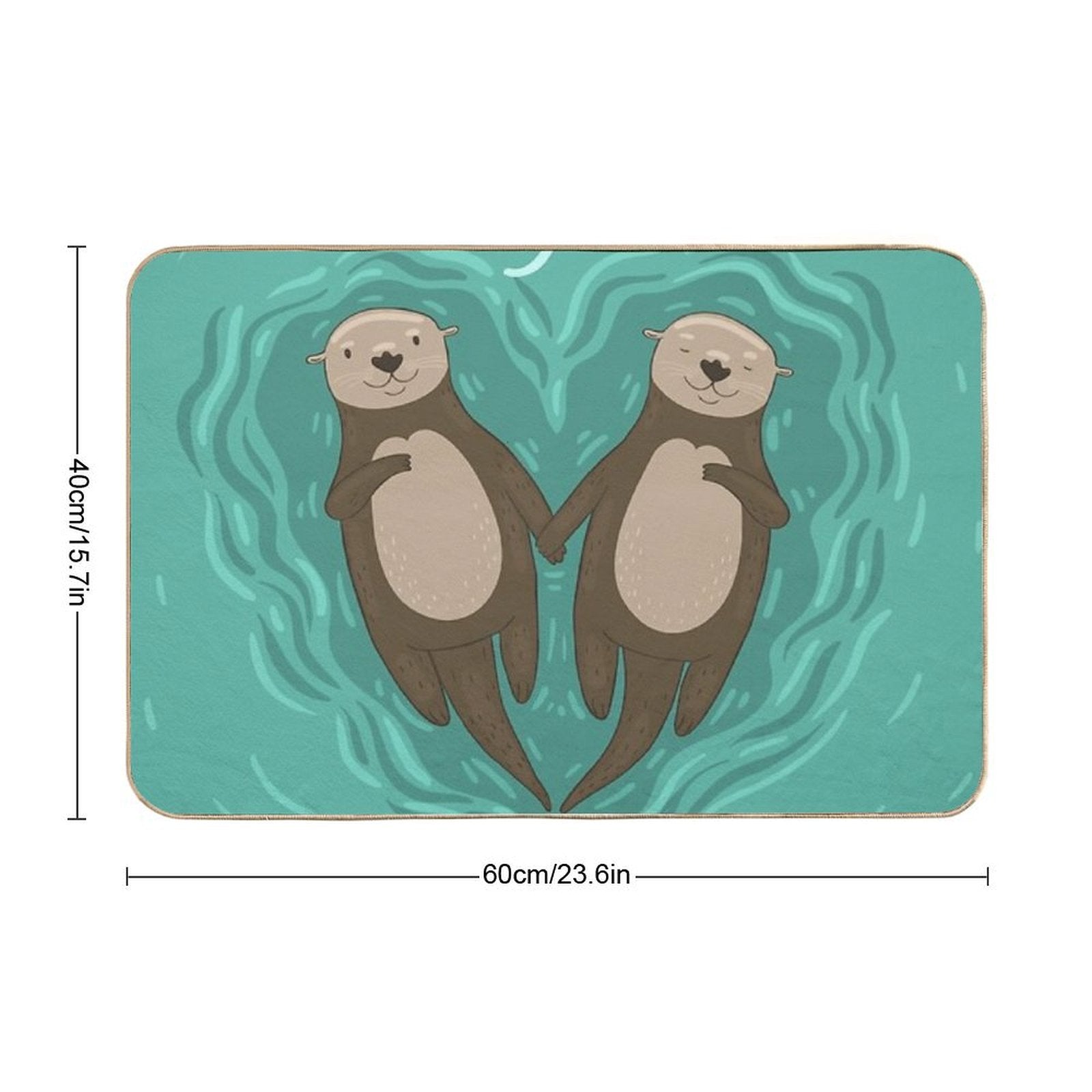 Otters Holding Hands - Otterly in Love With You  Pet-Safe Bath Mat