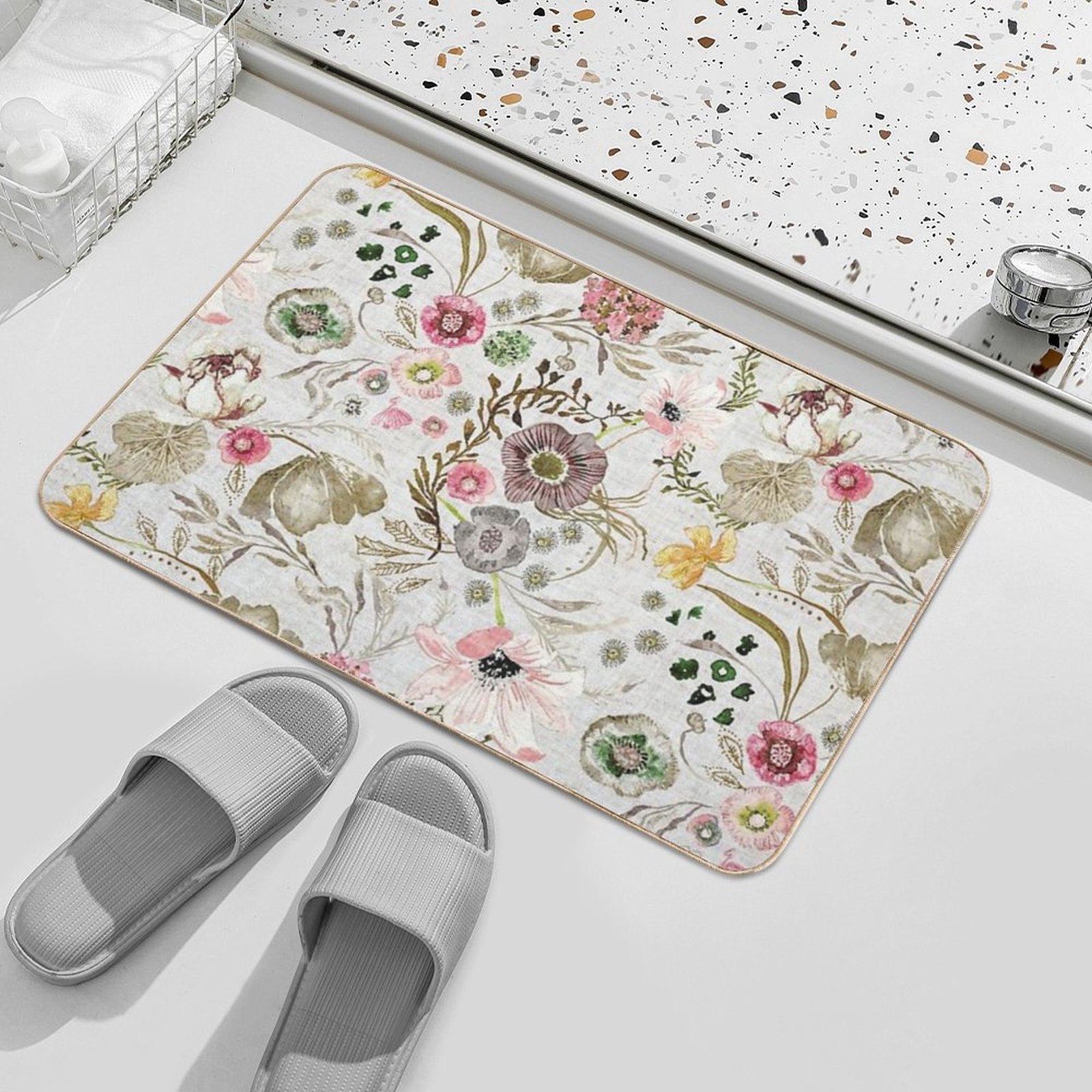 Atlantis Floral (golden)  Pet-Safe Bath Mat