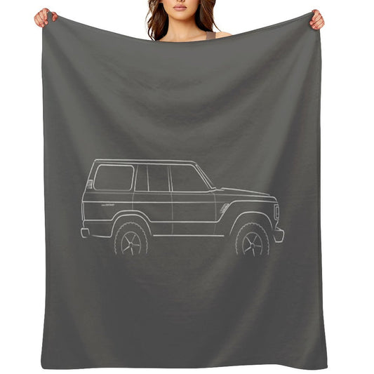 1983 Toyota Land Cruiser 60 Series - Profile Stencil, White Eco-conscious Throw Blanket