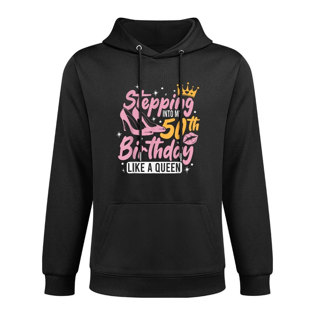 50th Birthday Like A Queen, 50 Years Old Woman Birthday Medium-Weight Fabric Hoodie