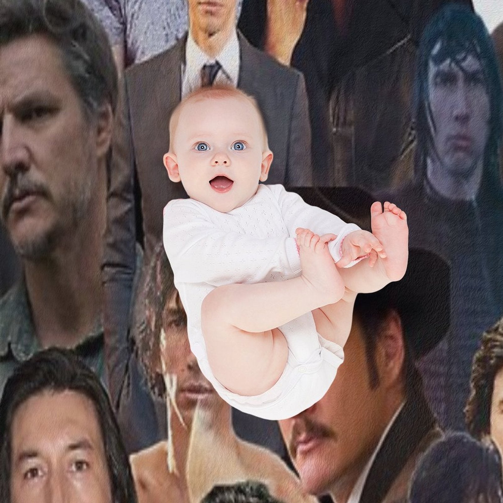 Pedro Pascal And Adam Driver Photo Collage Velvety-soft Throw Blanket