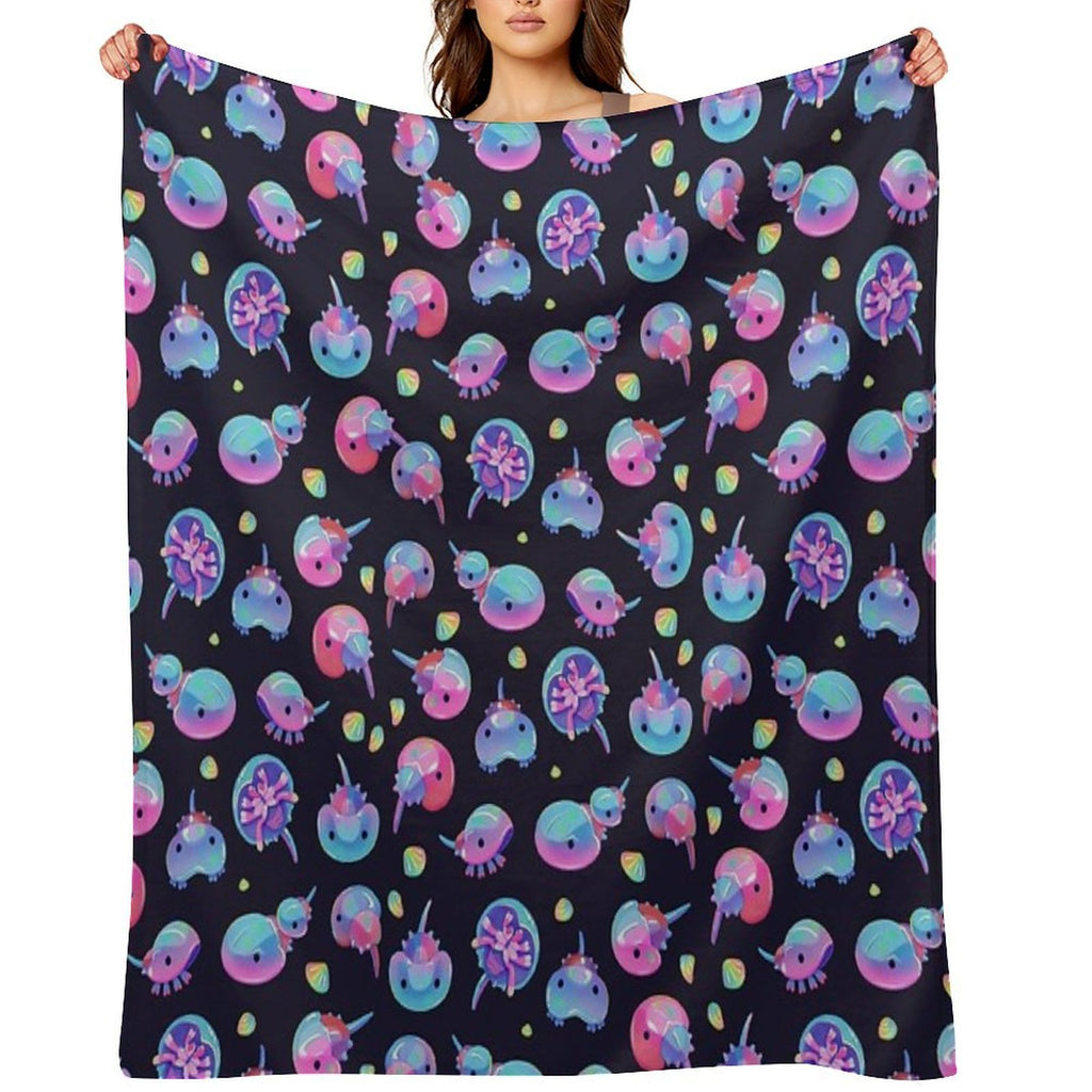 Horseshoe Crab - Dark Wrinkle-free Throw Blanket