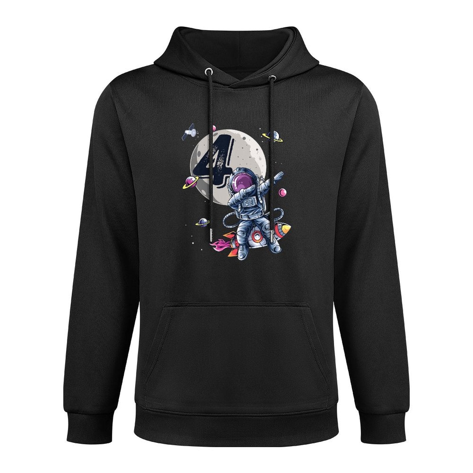 Kids 4 Years Old Birthday Boy Astronaut Gifts Space 4th B-Day Kangaroo Pocket Hoodie