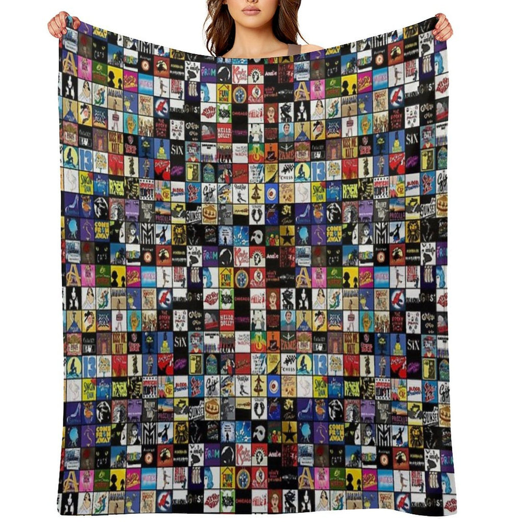 Broadway Musical Theatre Logos - Hand Drawn Sustainable Throw Blanket