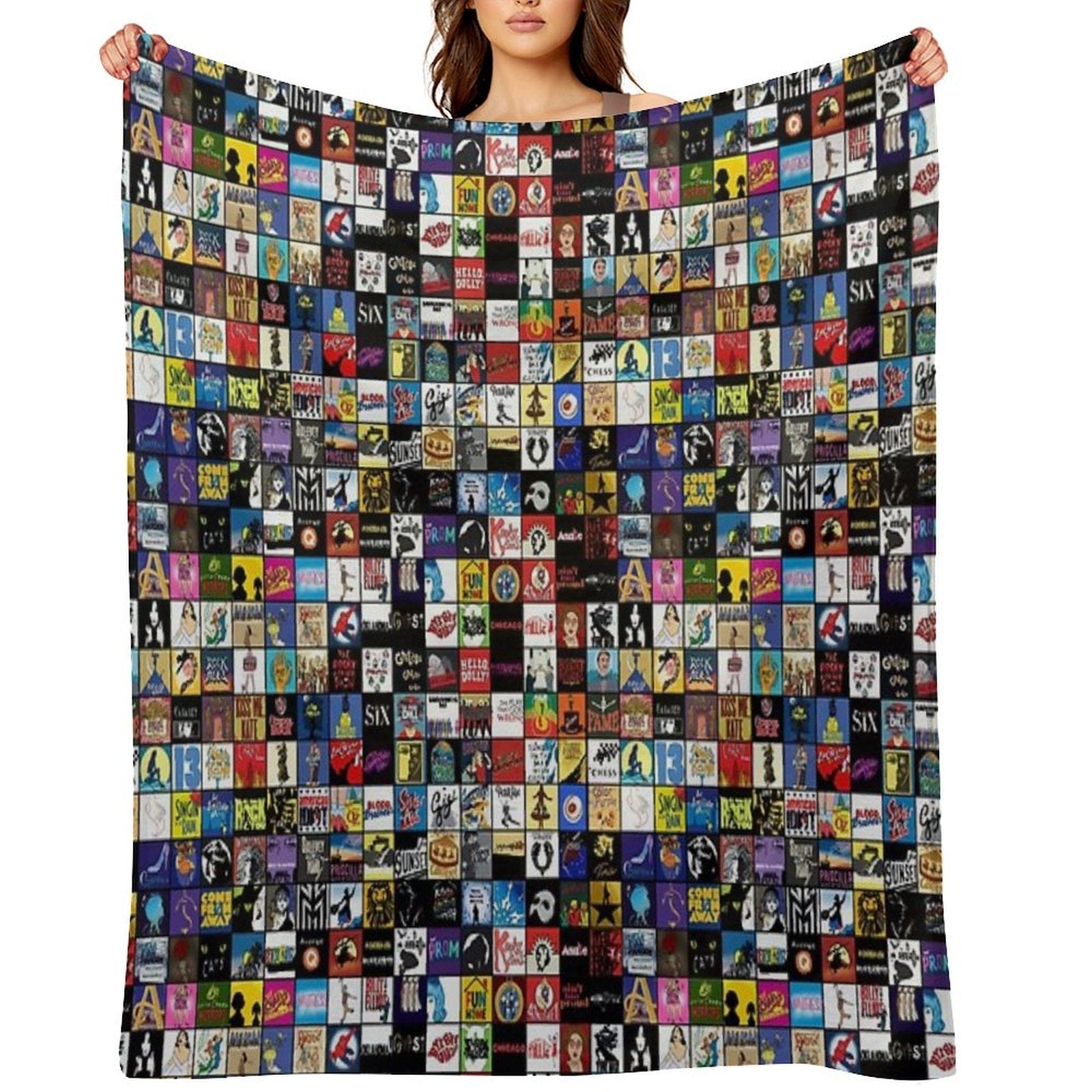 Broadway Musical Theatre Logos - Hand Drawn Sustainable Throw Blanket