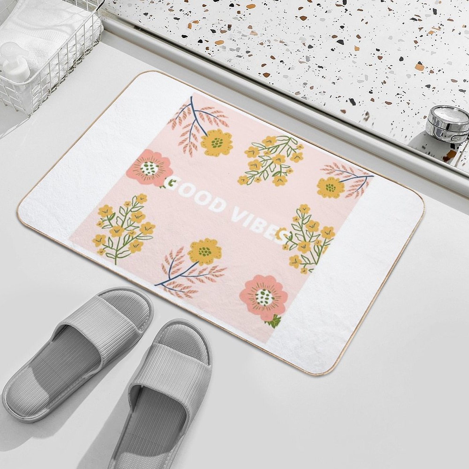 Pink Good Vibes  Absorbent Bath Mat