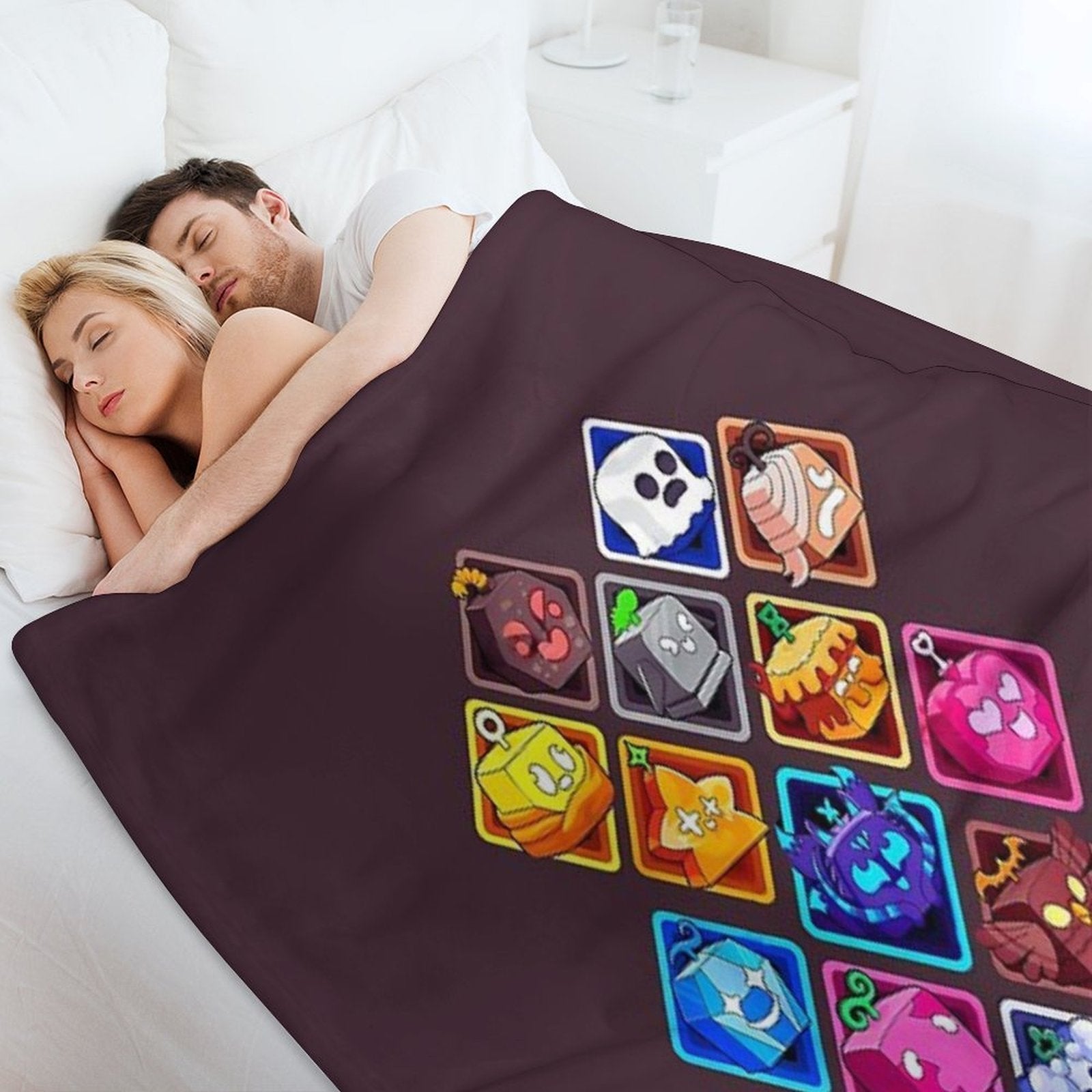 Funny Blox Fruit Game Characters Shrink-resistant Throw Blanket