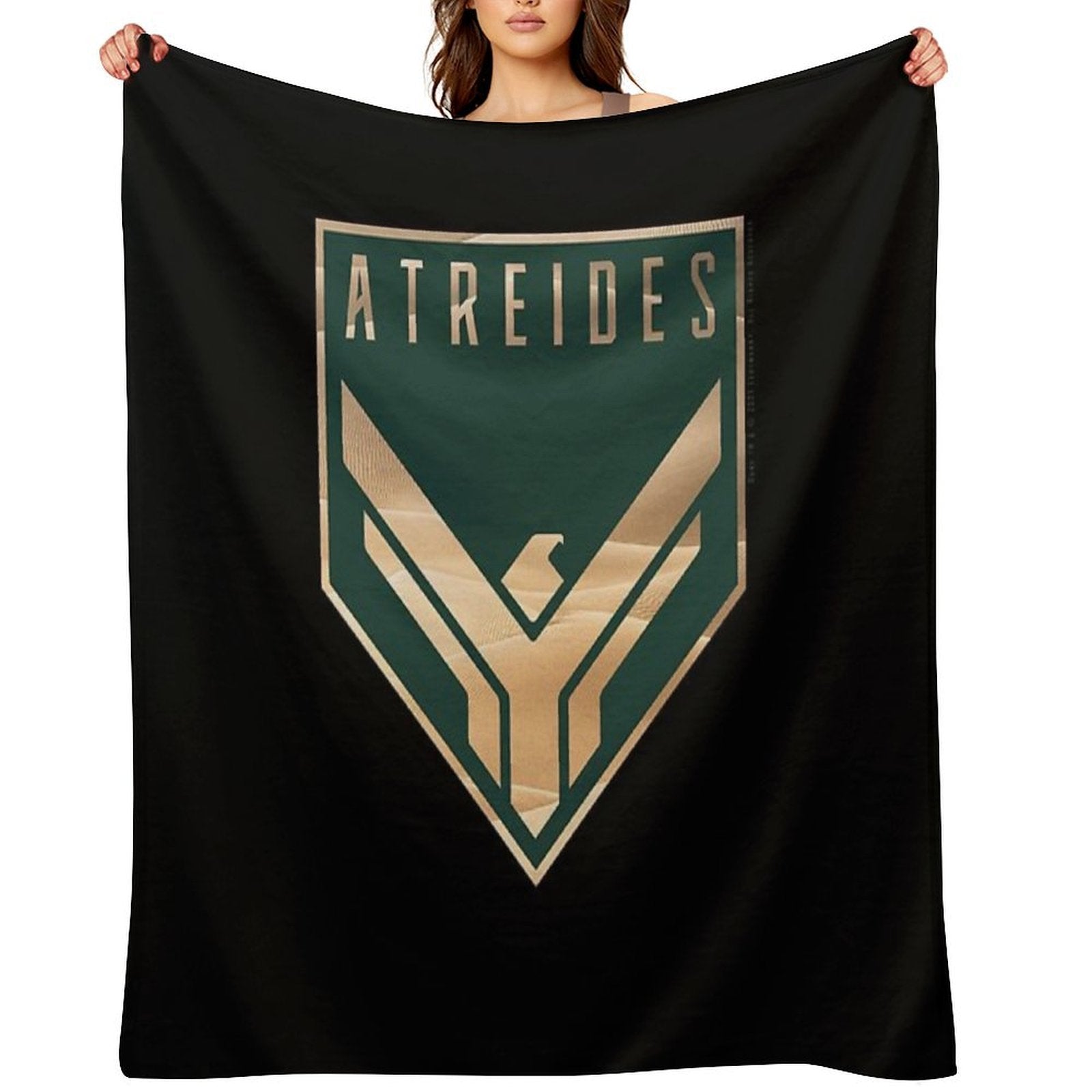 Dune - House Atreides Badge Inverted (Dark Image) - Plush Throw Blanket