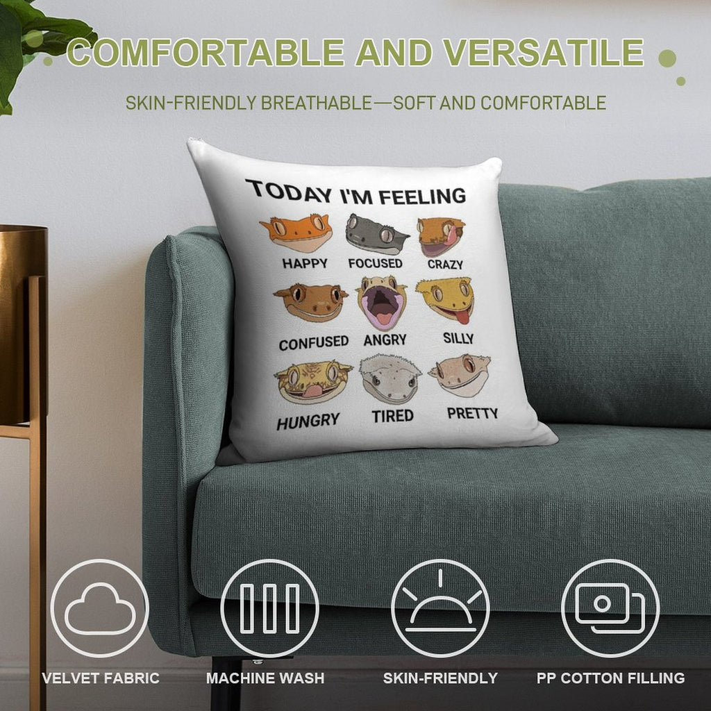 Today I'm Feeling... Crested Gecko Soft Decorative Cover Throw Pillow