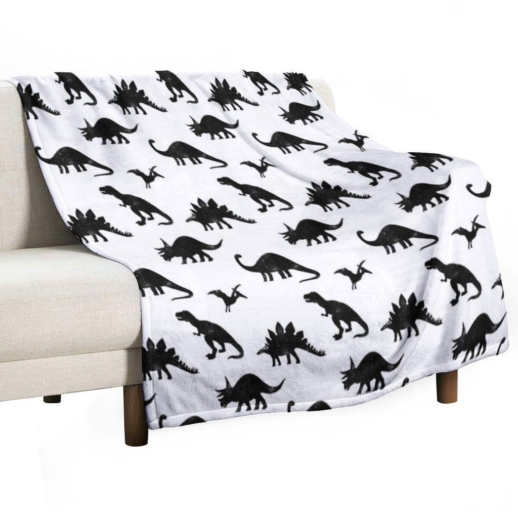 Black + White Dinosaurs Compact Throw Blanket