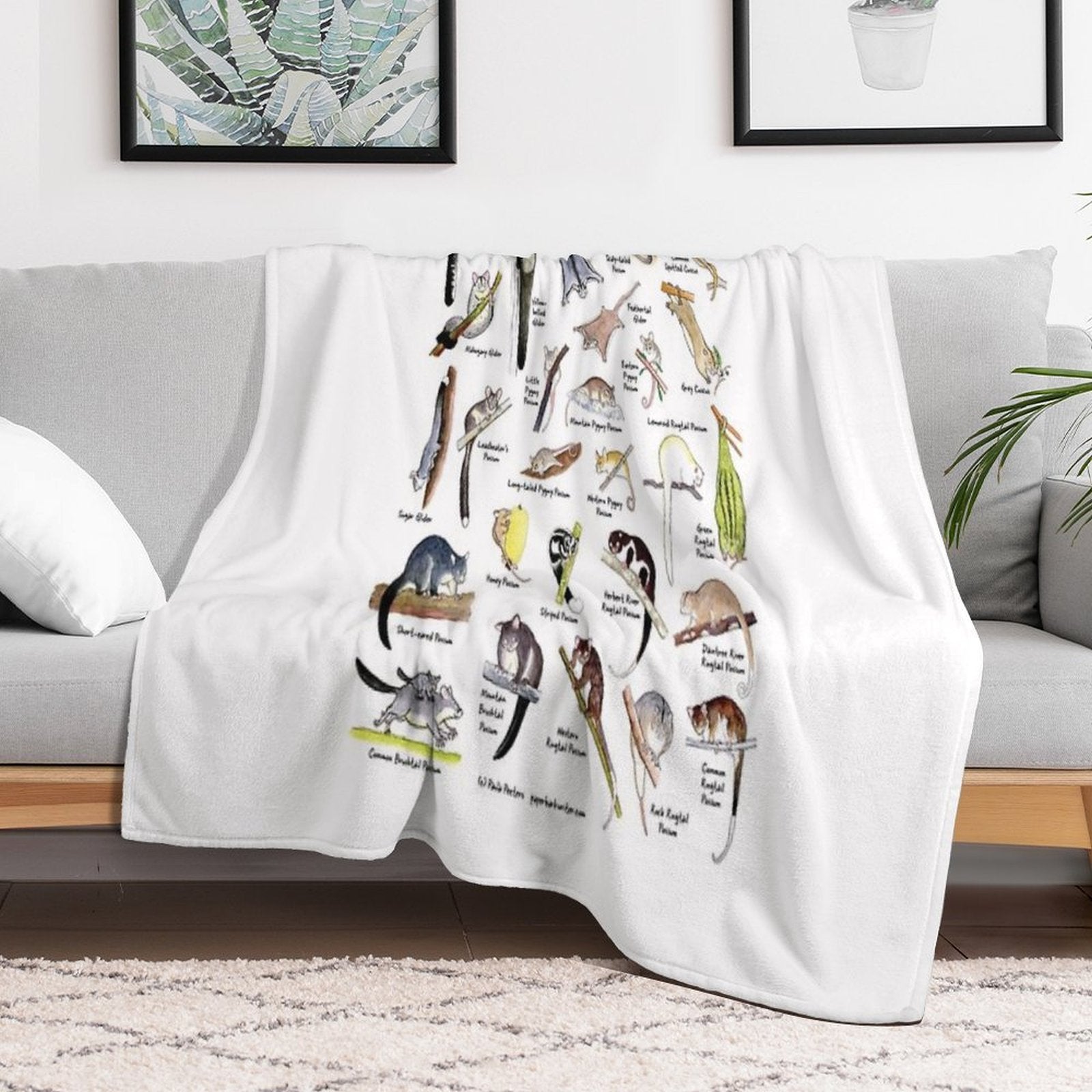 Possums of Australia (with Names) Wrinkle-free Throw Blanket