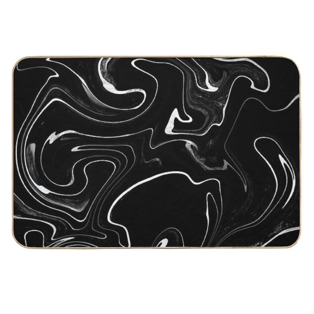 Marble Liquid Black Texture  Non-Slip Bath Mat