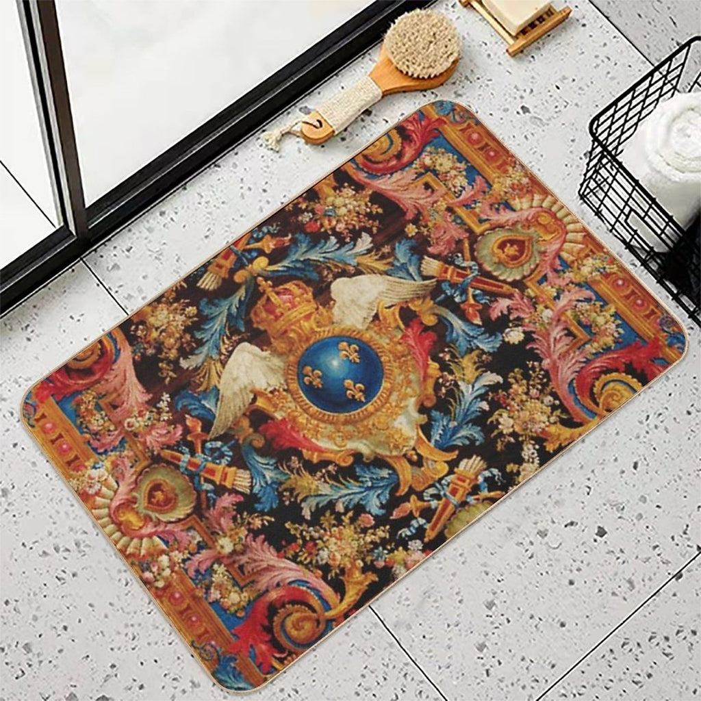 Louis XV Savonnerie French Carpet Print  Easy Maintenance Bath Mat