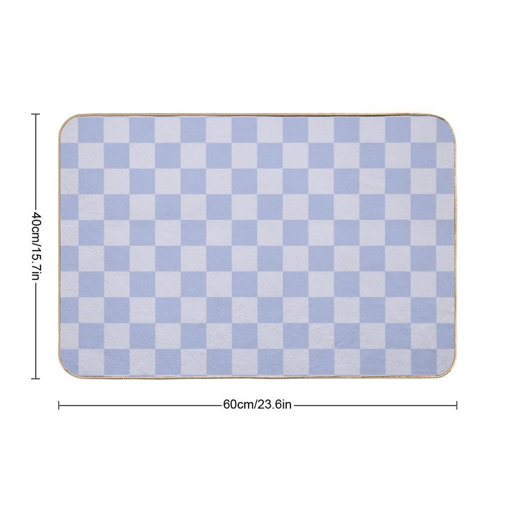 Checkerboard Mini Check Pattern in Double Pale Periwinkle Purple  Dirt-Trapping Bath Mat