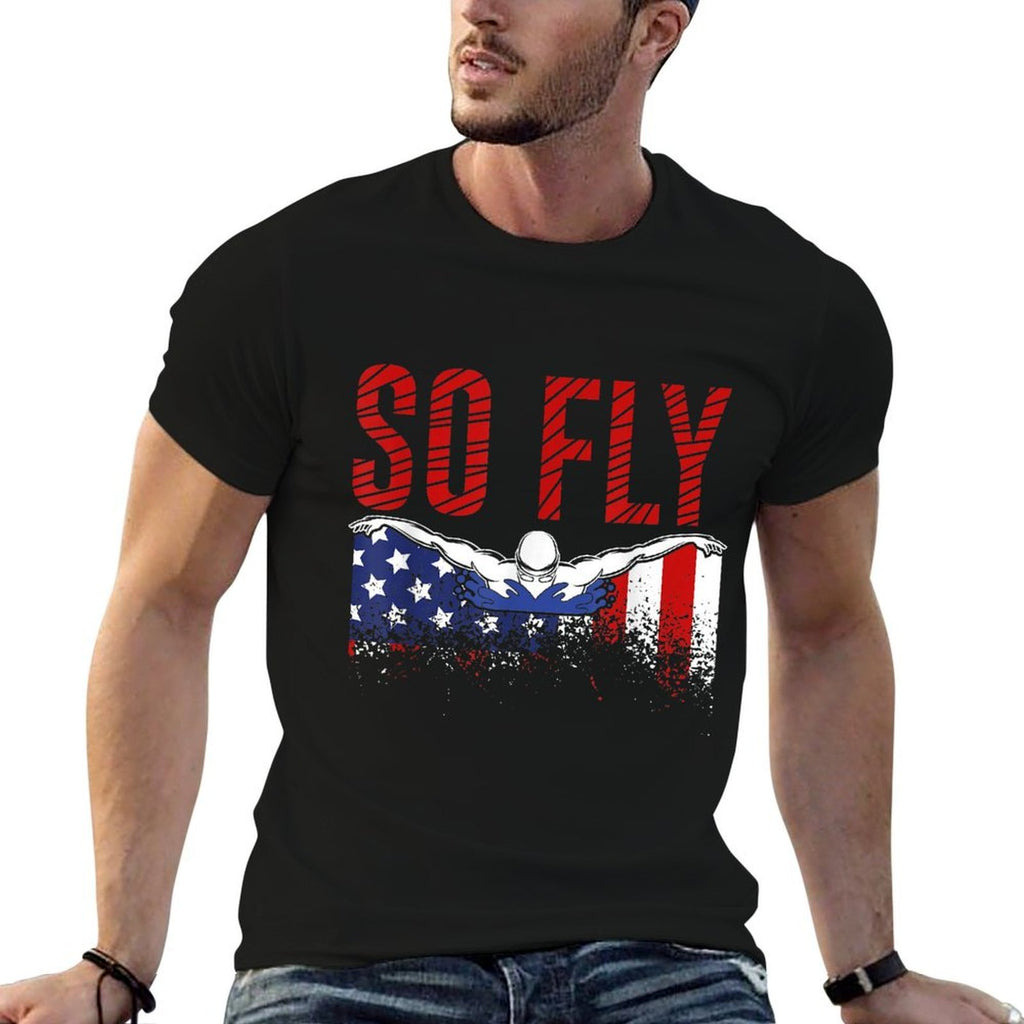 So Fly USA Swimming Team Sports Athlete US Swim Aquatic  Fade-proof Color T-Shirt