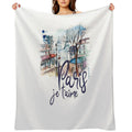 Paris Je T'aime Watercolor Calligraphy Art - France Souvenir Gifts Shrink-resistant Throw Blanket