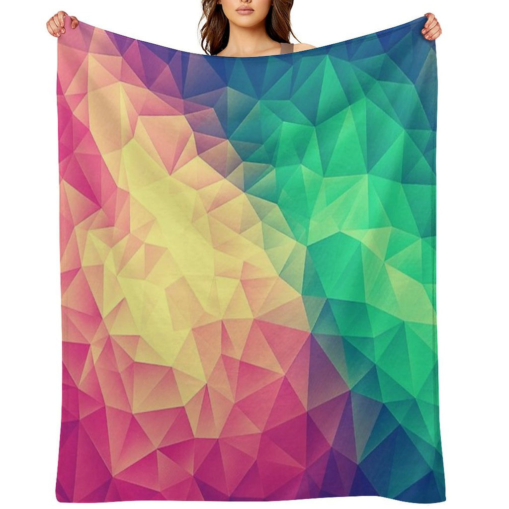 Abstract Polygon Multi Color Cubism Low Poly Triangle Pride  LGBT Design Shrink-resistant Throw Blanket