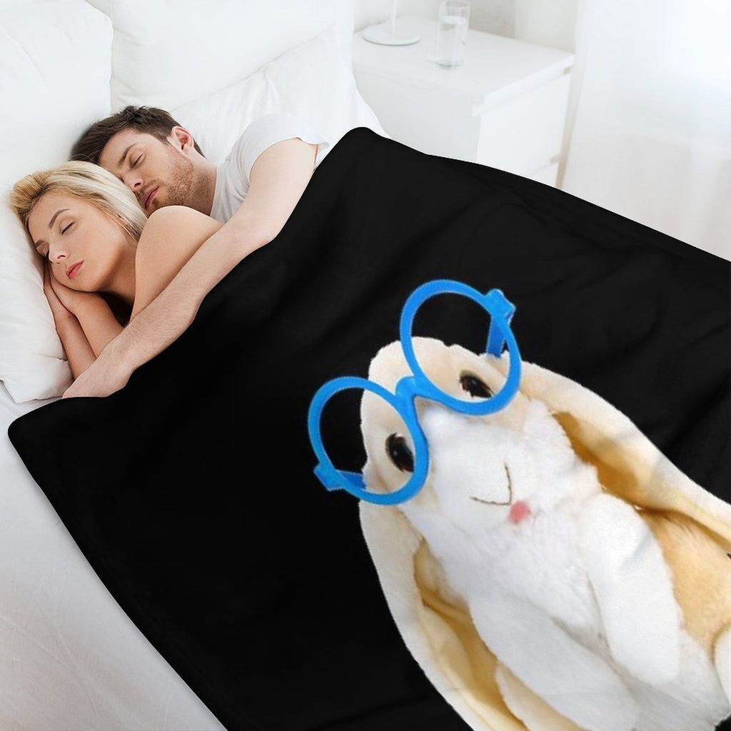 Bunny with Glasses Velvety-soft Throw Blanket