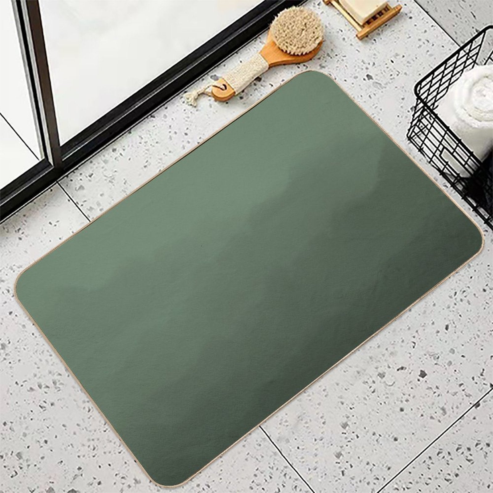 Sage Green Watercolor Ombre Pattern  Stain-Proof Bath Mat