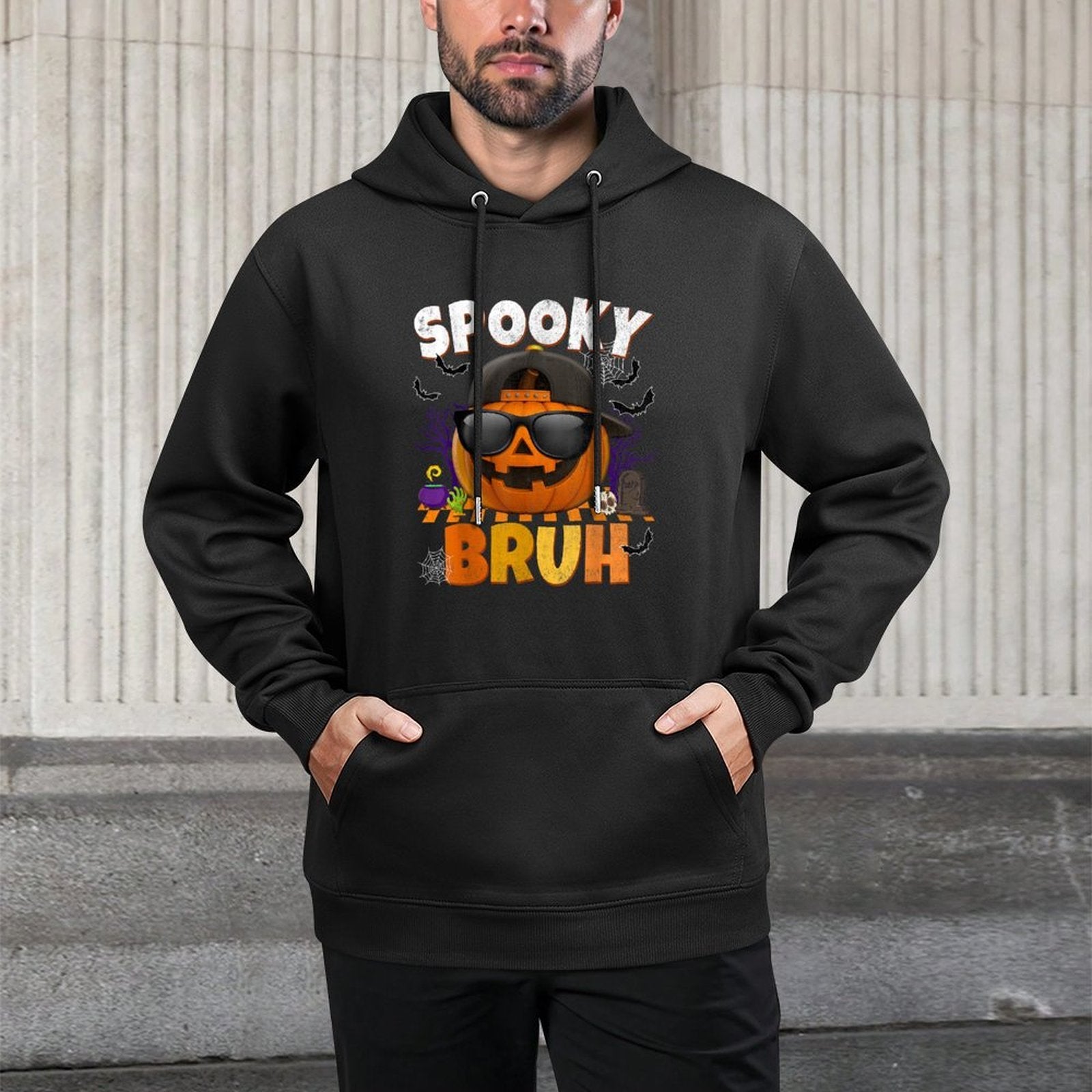 Spooky Bruh Cool Jack O Lantern Halloween Costumes For Boys Machine Washable Hoodie