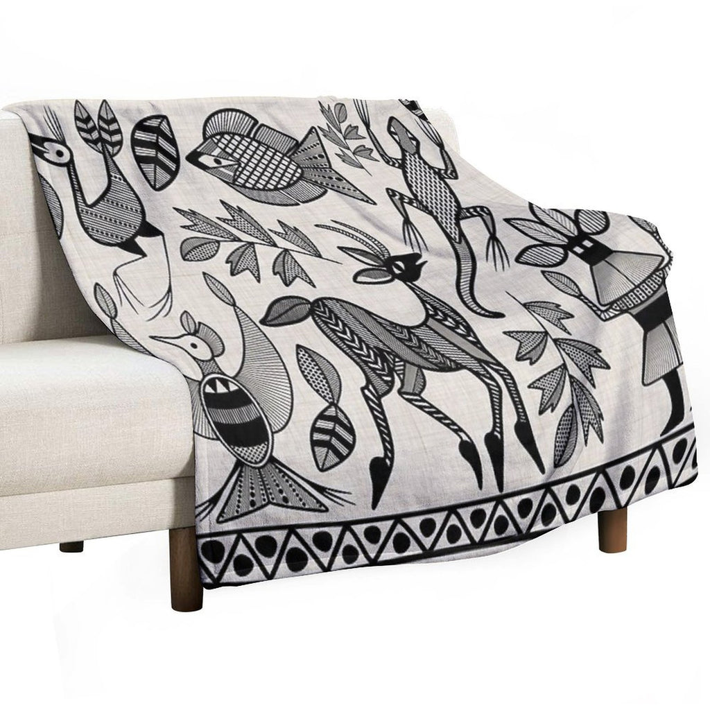 African Senufo Korhogo Tribal Ethnic Art Shrink-resistant Throw Blanket