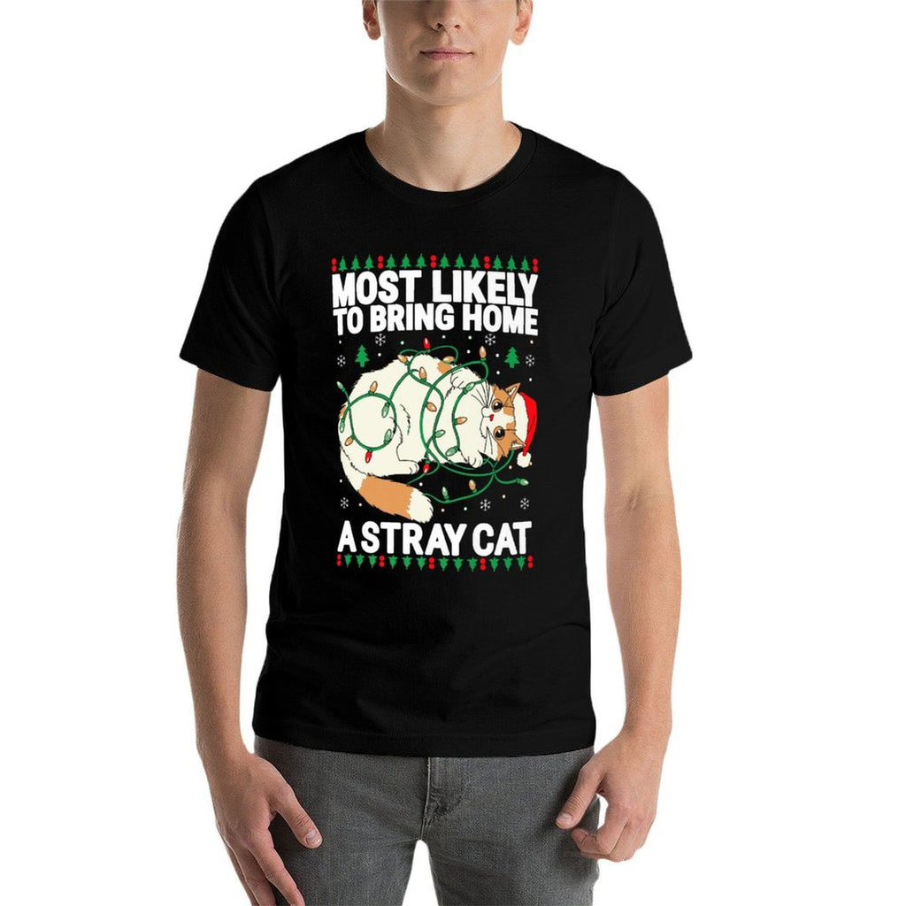 Most Likely To Bring Home A Stray Cat Family Christmas Premium  Wrinkle-resistant T-Shirt