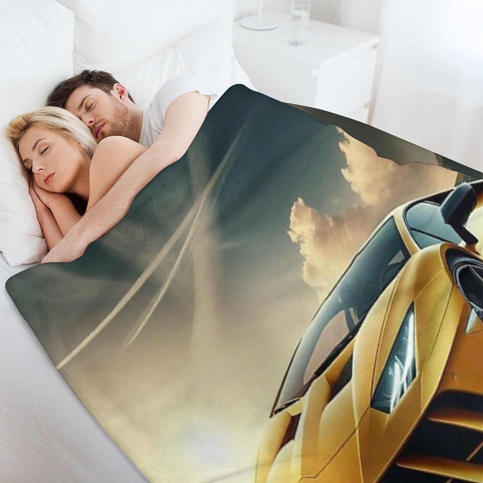 Lamborghini Sports Car on A Stunning Road Comfort Throw Blanket