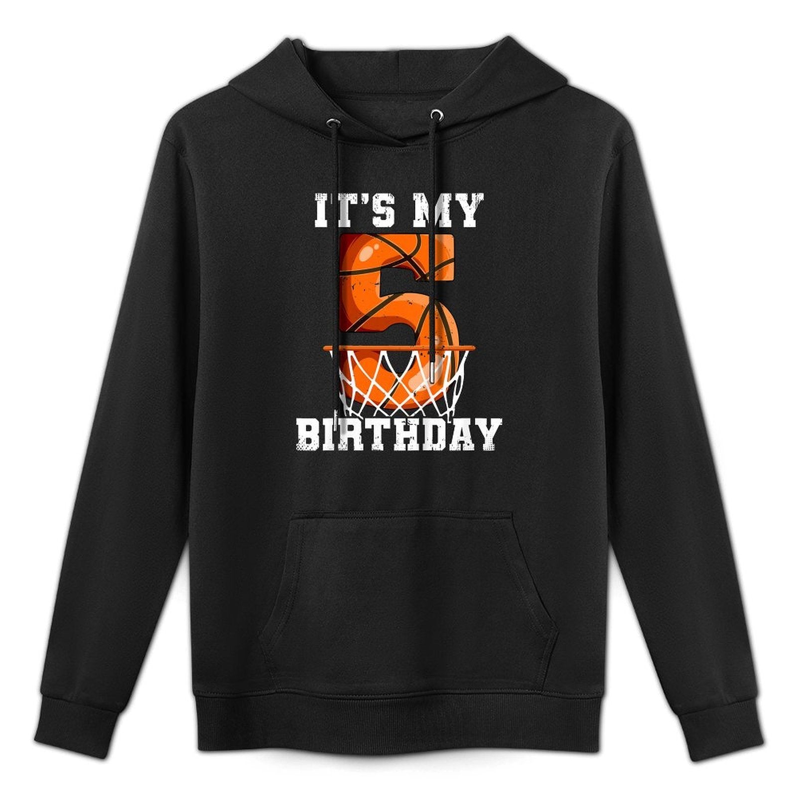 Kids 5th Birthday Basketball Moisture-Wicking Hoodie