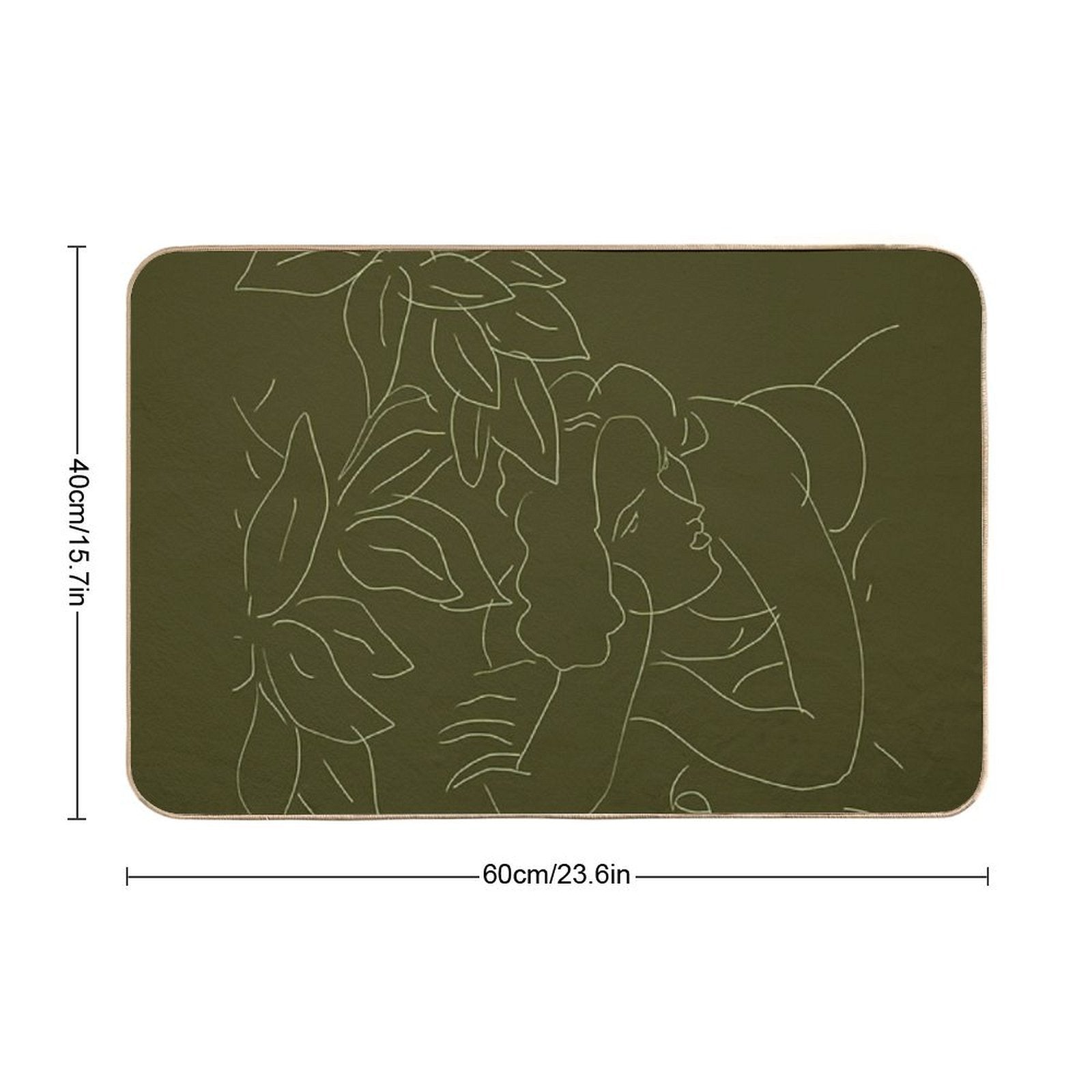 Matisse Line Art #5 Green  Anti-Trip Bath Mat