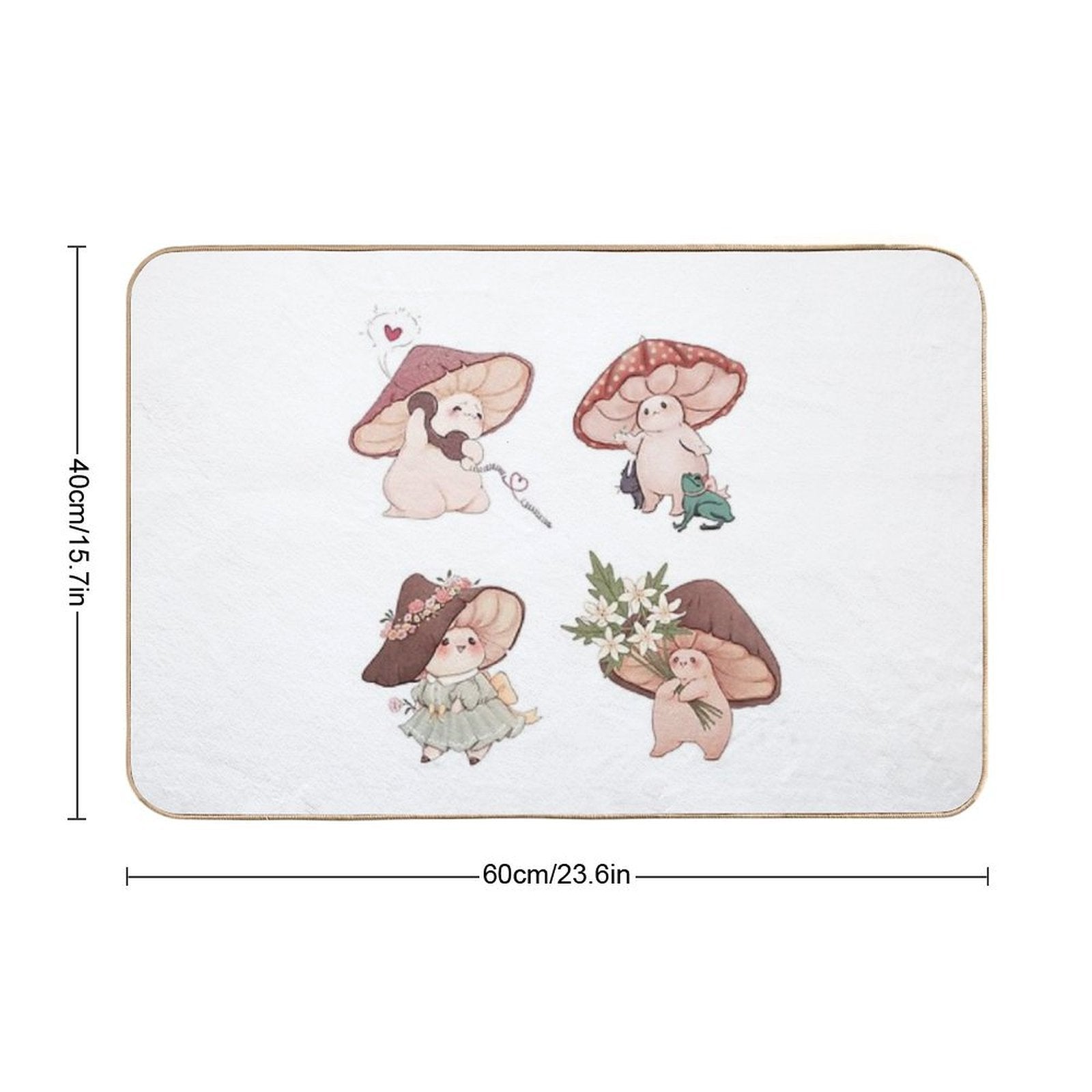 Four Vibrant Mushrooms Friends  Toxin-Free Bath Mat