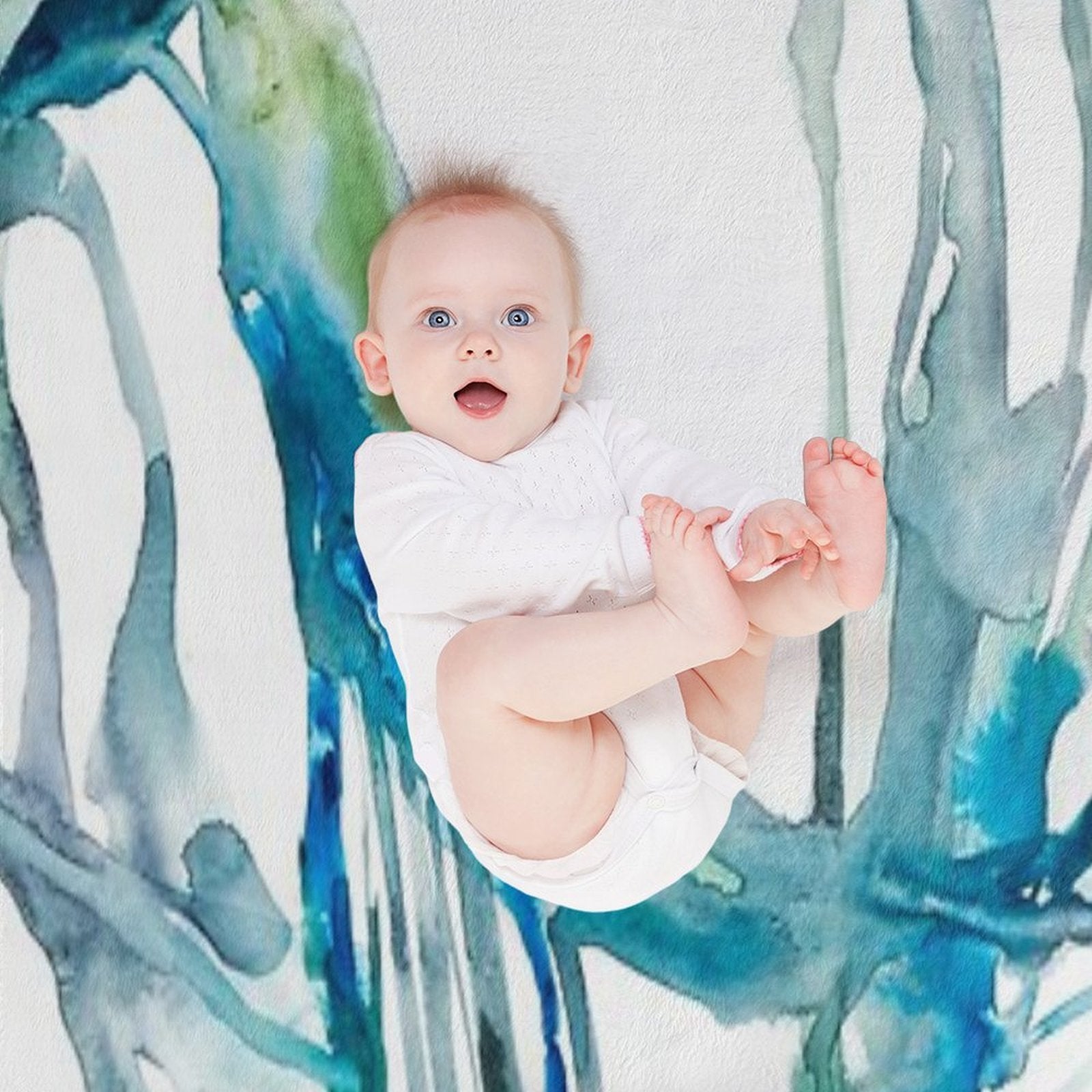 Blue Abstract Watercolor Painting Sustainable Throw Blanket