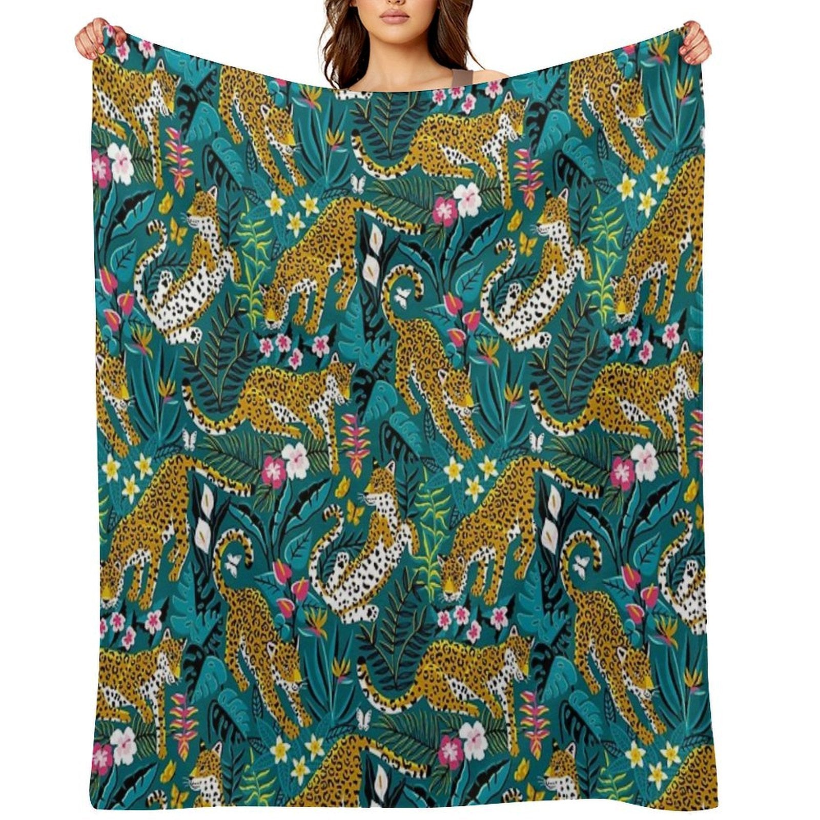Dancing Jaguar Jungle Wrinkle-free Throw Blanket