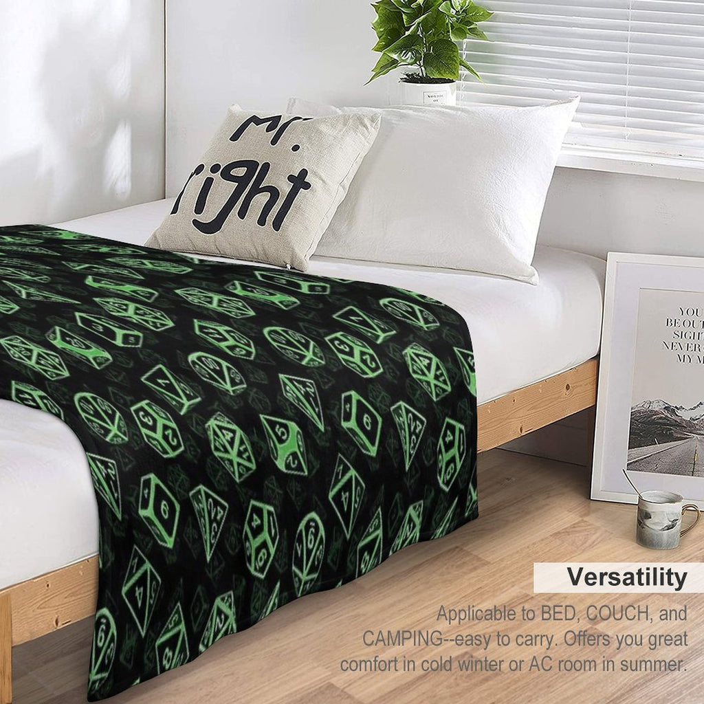 D20 Dice Set Pattern (Green) Gift-ready Throw Blanket