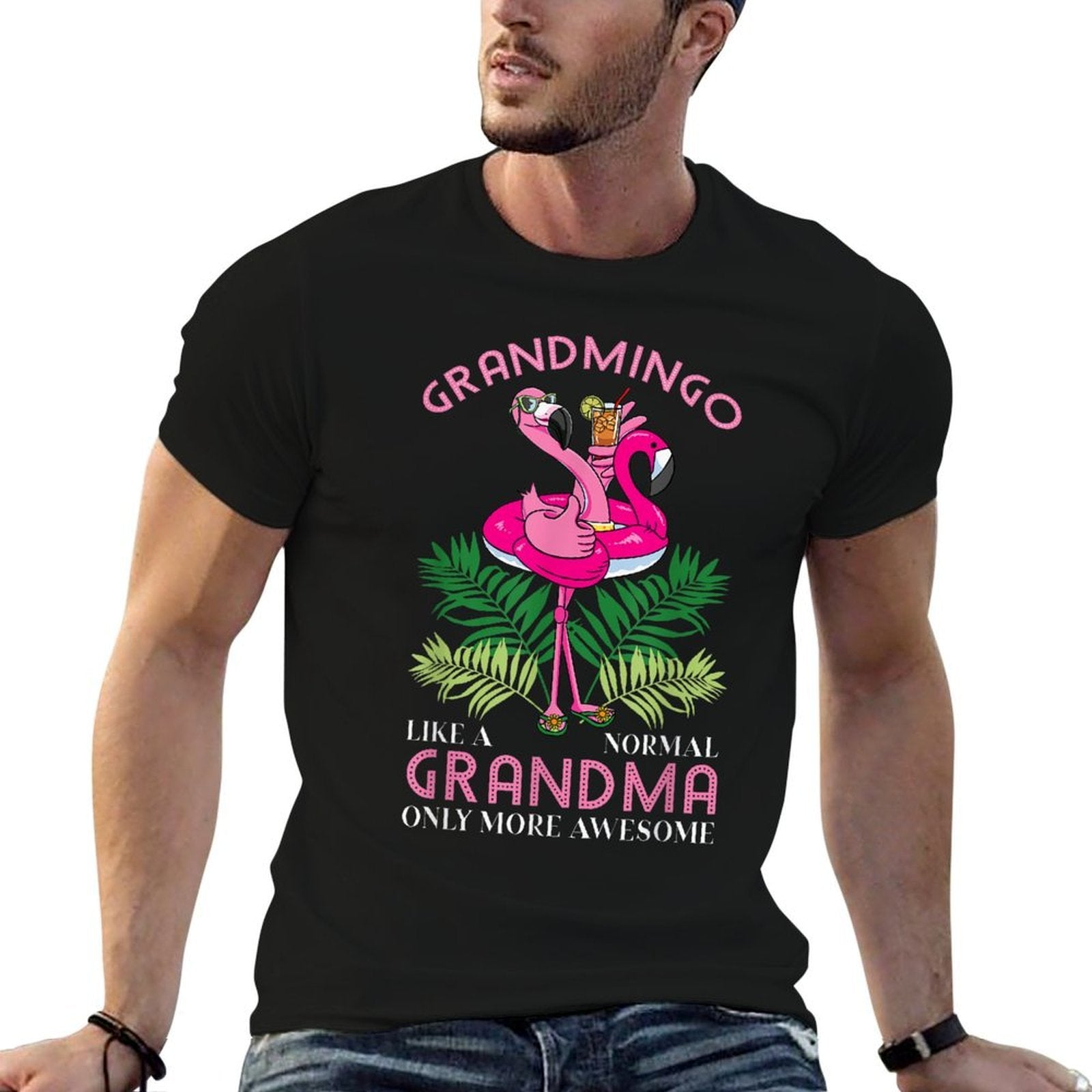 Grandmingo Grandmother Flamingo Lover Gramma Grandma Granny  Oversized Silhouette T-Shirt