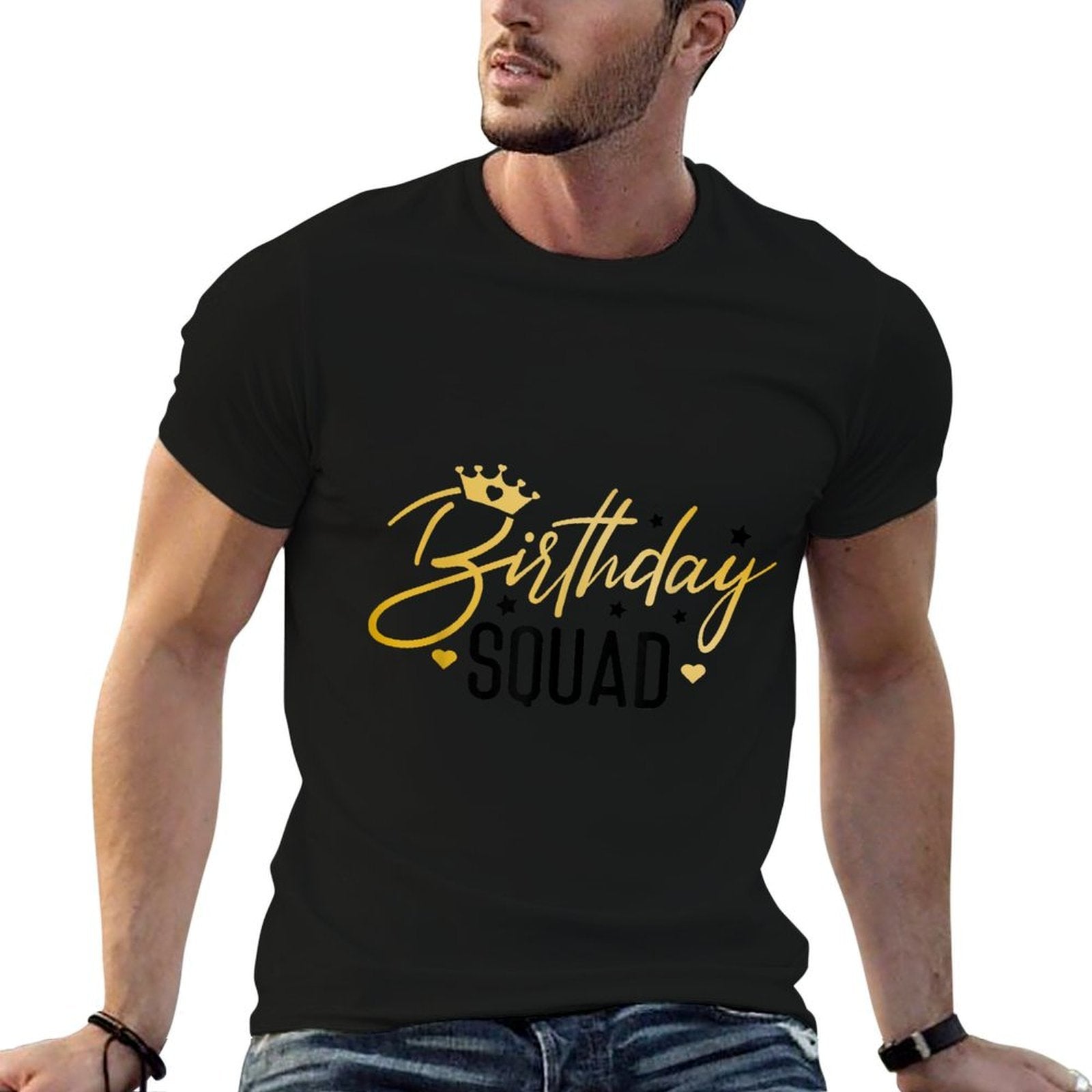 Birthday Squad Funny Birthday Party Team Men Women Kids Crew  Rolled Sleeves T-Shirt