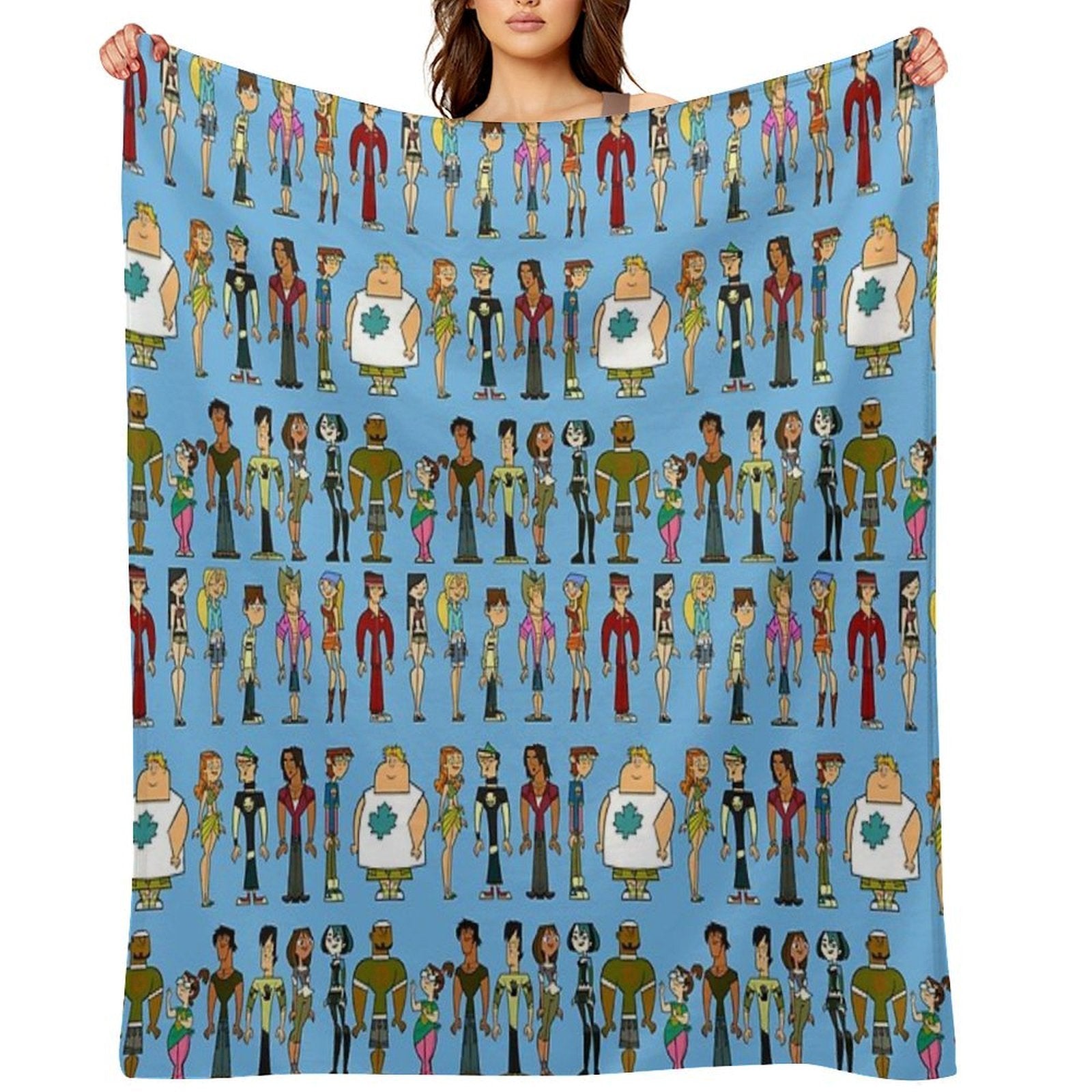 Total Drama; Light Blue Wrinkle-free Throw Blanket