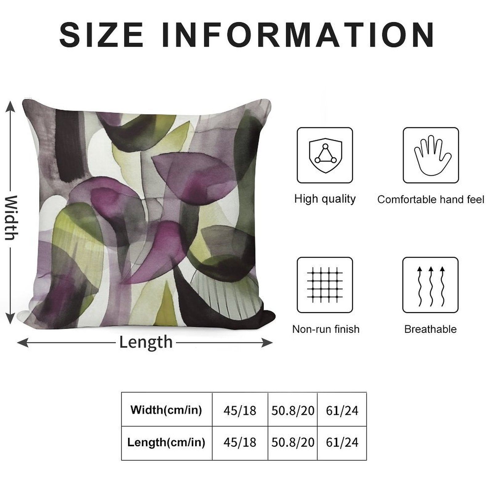 Abstract Watercolor in Purple And Green Soft Shrink-Resistant Throw Pillow