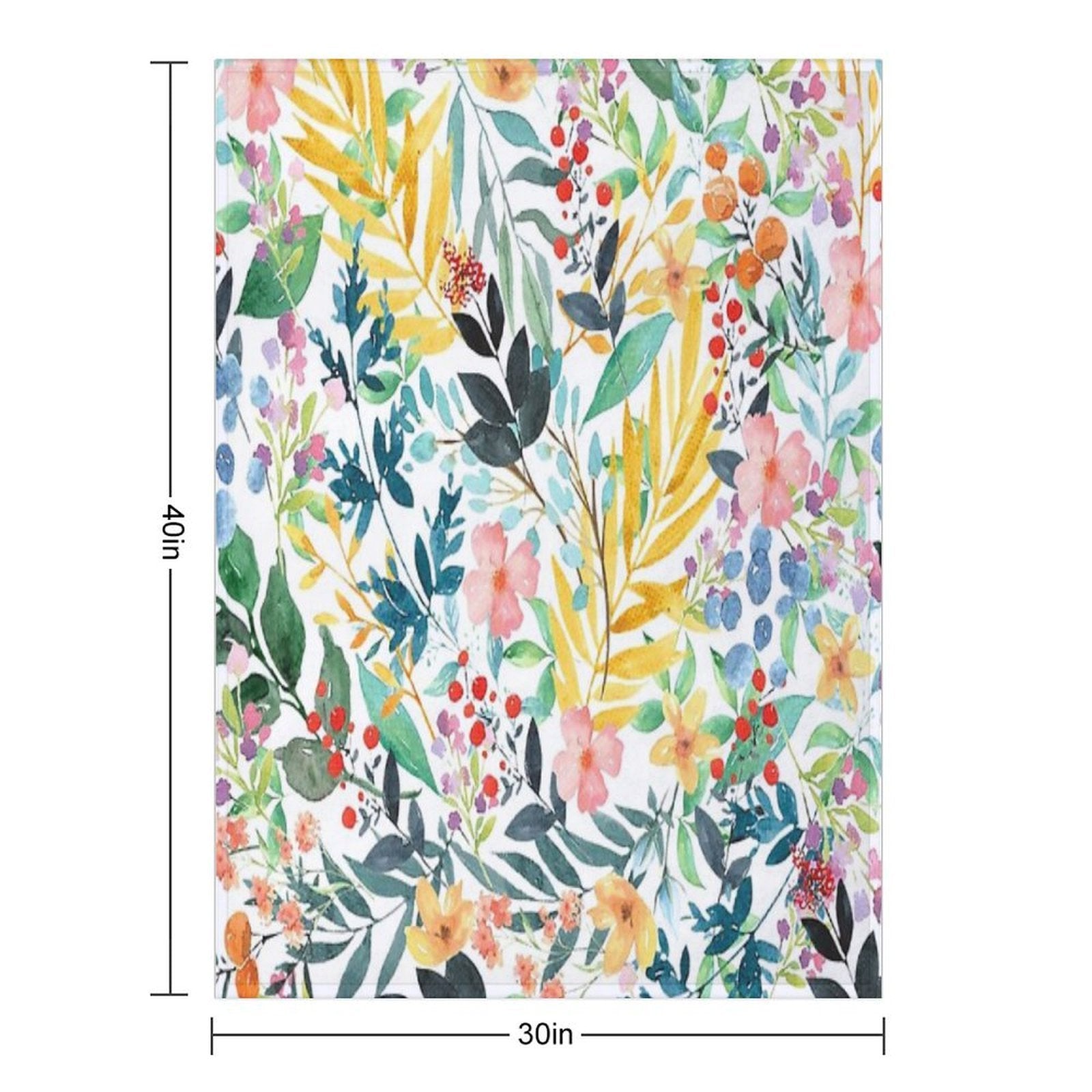 Colorful Watercolor Floral Pattern Premium Throw Blanket