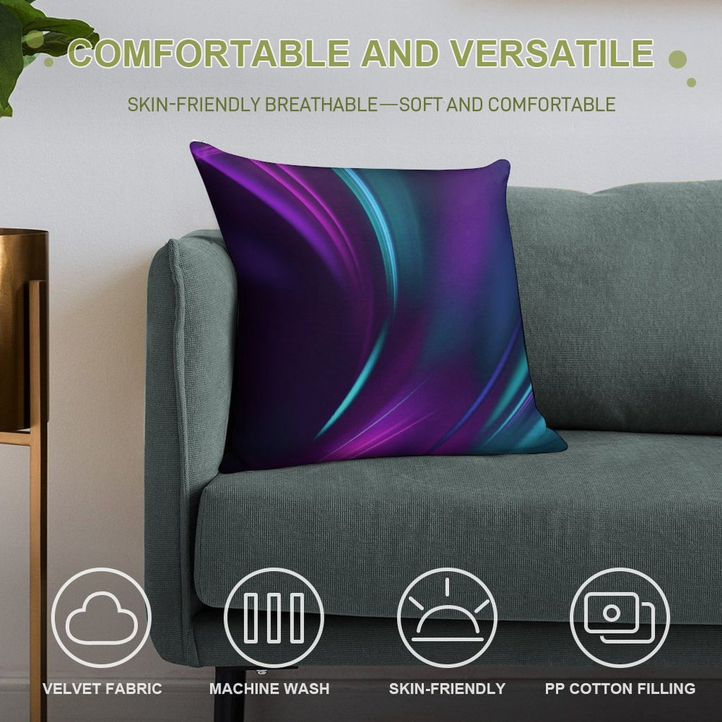 Purple Teal Swirl Soft Durable Construction Throw Pillow